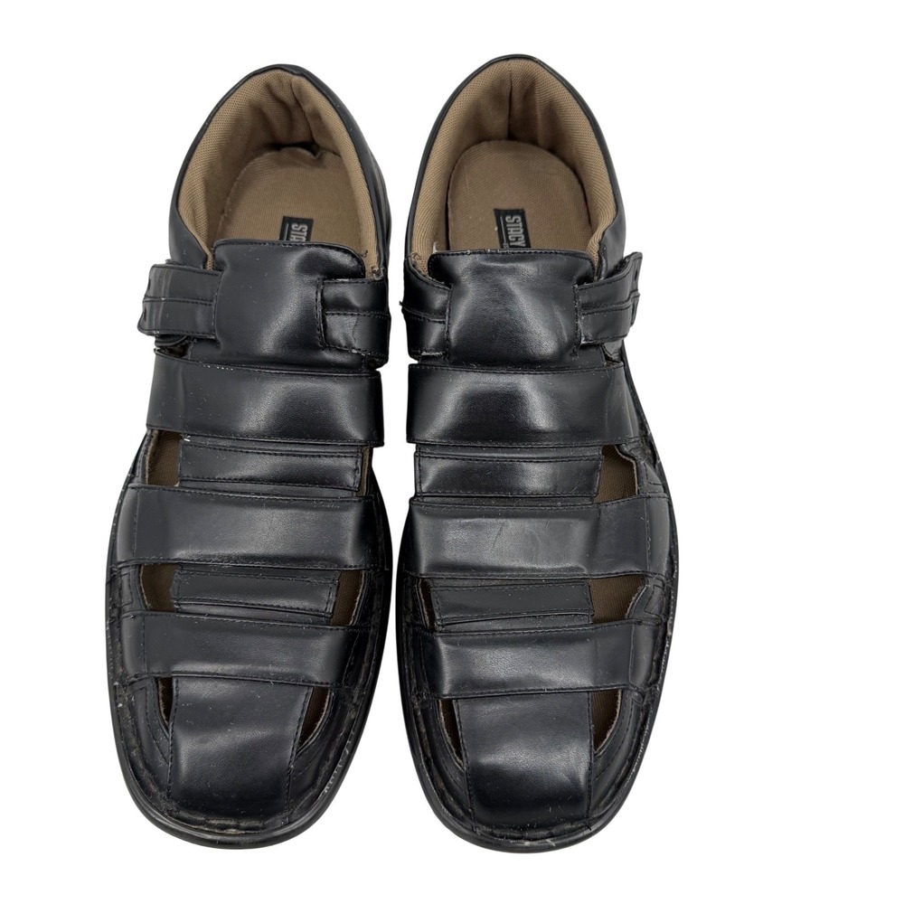 Stacy Adams Mens Black Fisherman Sandals Hook and Loop 24659-001 Size 14M